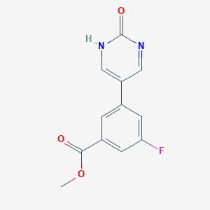 molecular formula C12H9FN2O3 B6385865 5-(3-Fluoro-5-methoxycarbonylphenyl)-2-hydroxypyrimidine, 95% CAS No. 1261987-03-4