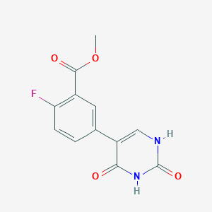 molecular formula C12H9FN2O4 B6385905 (2,4)-Dihydroxy-5-(4-fluoro-3-methoxycarbonylphenyl)pyrimidine CAS No. 1261923-82-3