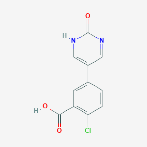 molecular formula C11H7ClN2O3 B6385925 5-(3-Carboxy-4-chlorophenyl)-2-hydroxypyrimidine, 95% CAS No. 1261959-40-3