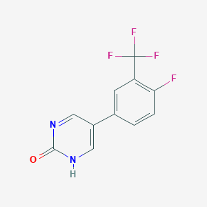 molecular formula C11H6F4N2O B6385977 5-(4-Fluoro-3-trifluoromethylphenyl)-2-hydroxypyrimidine, 95% CAS No. 1261904-80-6