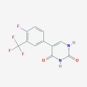 molecular formula C11H6F4N2O2 B6385984 (2,4)-Dihydroxy-5-(4-fluoro-3-trifluoromethylphenyl)pyrimidine, 95% CAS No. 1261943-90-1
