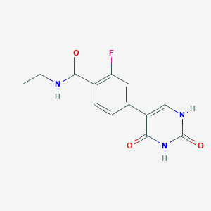 molecular formula C13H12FN3O3 B6386003 (2,4)-Dihydroxy-5-[4-(ethylcarbamoyl)-3-fluorophenyl]pyrimidine, 95% CAS No. 1261943-98-9