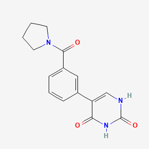molecular formula C15H15N3O3 B6386047 (2,4)-Dihydroxy-5-(3-pyrrolidinylcarbonylphenyl)pyrimidine, 95% CAS No. 1261959-50-5