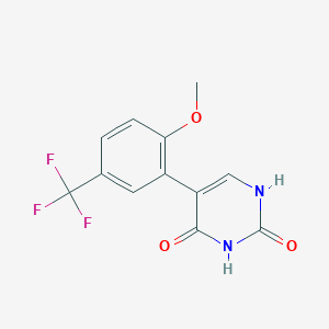 molecular formula C12H9F3N2O3 B6386055 (2,4)-Dihydroxy-5-(2-methoxy-5-trifluoromethylphenyl)pyrimidine, 95% CAS No. 1261953-51-8