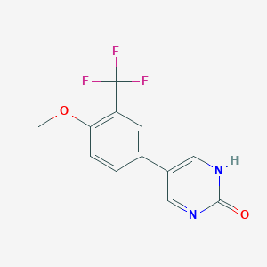 molecular formula C12H9F3N2O2 B6386089 2-Hydroxy-5-(4-methoxy-3-trifluoromethylphenyl)pyrimidine, 95% CAS No. 1261980-12-4
