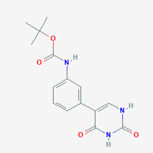 molecular formula C15H17N3O4 B6386100 5-(3-BOC-Aminophenyl)-(2,4)-dihydroxypyrimidine, 95% CAS No. 1261966-34-0