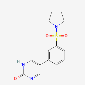 molecular formula C14H15N3O3S B6386137 2-Hydroxy-5-[3-(pyrrolidinylsulfonyl)phenyl]pyrimidine, 95% CAS No. 1261980-14-6