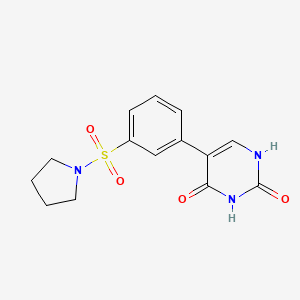 molecular formula C14H15N3O4S B6386144 (2,4)-Dihydroxy-5-[3-(pyrrolidinylsulfonyl)phenyl]pyrimidine, 95% CAS No. 1261904-12-4