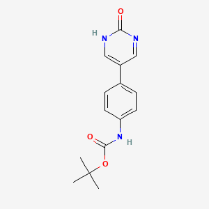 molecular formula C15H17N3O3 B6386170 5-(4-BOC-Aminophenyl)-2-hydroxypyrimidine, 95% CAS No. 1111113-38-2