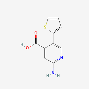 molecular formula C10H8N2O2S B6386186 2-Amino-5-(thiophen-2-yl)isonicotinic acid, 95% CAS No. 1261903-23-4