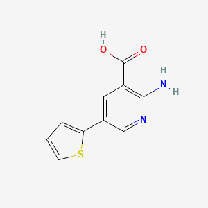 molecular formula C10H8N2O2S B6386195 2-Amino-5-(thiophen-2-yl)nicotinic acid, 95% CAS No. 1261961-88-9