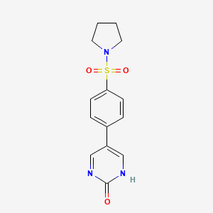 molecular formula C14H15N3O3S B6386205 2-Hydroxy-5-[4-(pyrrolidinylsulfonyl)phenyl]pyrimidine, 95% CAS No. 1261924-26-8