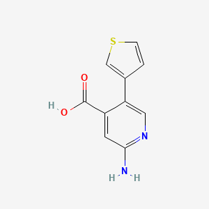 molecular formula C10H8N2O2S B6386236 2-Amino-5-(thiophen-3-yl)isonicotinic acid, 95% CAS No. 1261959-59-4