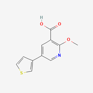 molecular formula C11H9NO3S B6386273 2-Methoxy-5-(thiophen-3-yl)nicotinic acid, 95% CAS No. 1261944-22-2