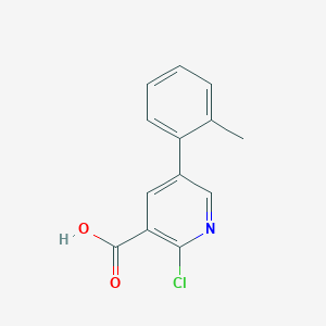molecular formula C13H10ClNO2 B6386290 2-Chloro-5-(2-methylphenyl)nicotinic acid, 95% CAS No. 1261953-14-3