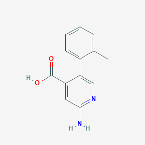 molecular formula C13H12N2O2 B6386293 2-Amino-5-(2-methylphenyl)isonicotinic acid, 95% CAS No. 1261962-03-1