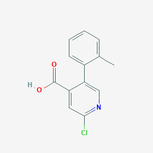 molecular formula C13H10ClNO2 B6386300 2-Chloro-5-(2-methylphenyl)isonicotinic acid, 95% CAS No. 1261953-24-5