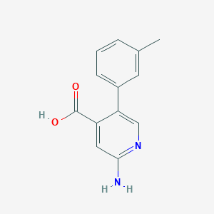 molecular formula C13H12N2O2 B6386305 2-Amino-5-(3-methylphenyl)isonicotinic acid, 95% CAS No. 1261929-10-5