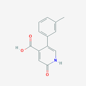 molecular formula C13H11NO3 B6386313 2-Hydroxy-5-(3-methylphenyl)isonicotinic acid, 95% CAS No. 1262004-22-7