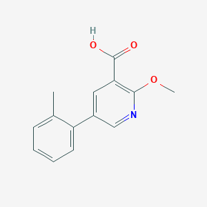 molecular formula C14H13NO3 B6386334 2-Methoxy-5-(2-methylphenyl)nicotinic acid, 95% CAS No. 1261944-37-9
