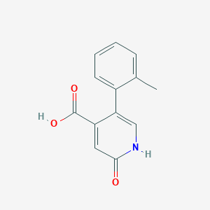 molecular formula C13H11NO3 B6386341 2-Hydroxy-5-(2-methylphenyl)isonicotinic acid, 95% CAS No. 1261988-01-5
