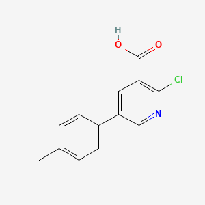 molecular formula C13H10ClNO2 B6386359 2-Chloro-5-(4'-methylphenyl)nicotinic acid CAS No. 1261905-10-5