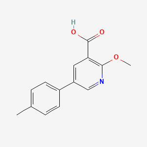 molecular formula C14H13NO3 B6386373 2-Methoxy-5-(4-methylphenyl)nicotinic acid, 95% CAS No. 1261953-30-3