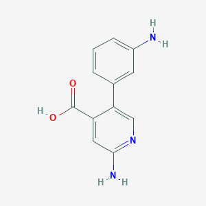 molecular formula C12H11N3O2 B6386380 2-Amino-5-(3-aminophenyl)isonicotinic acid, 95% CAS No. 1261996-01-3