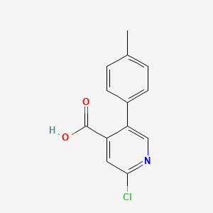molecular formula C13H10ClNO2 B6386387 2-Chloro-5-(4-methylphenyl)isonicotinic acid, 95% CAS No. 1261925-19-2