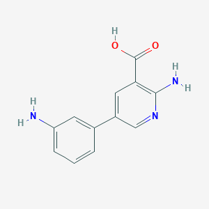 molecular formula C12H11N3O2 B6386429 2-Amino-5-(3-aminophenyl)nicotinic acid, 95% CAS No. 1262004-24-9