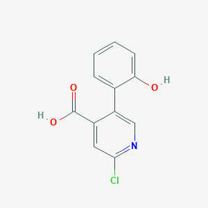molecular formula C12H8ClNO3 B6386451 2-Chloro-5-(2-hydroxyphenyl)isonicotinic acid, 95% CAS No. 1258625-45-4