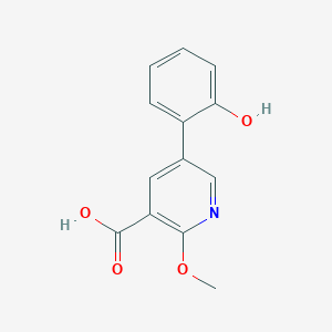 molecular formula C13H11NO4 B6386455 5-(2-Hydroxyphenyl)-2-methoxynicotinic acid, 95% CAS No. 1261953-42-7