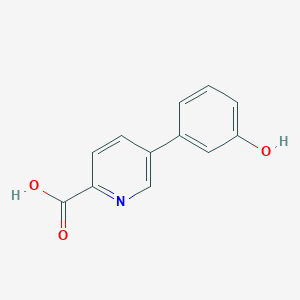 molecular formula C12H9NO3 B6386461 5-(3-Hydroxyphenyl)picolinic acid, 95% CAS No. 1261929-24-1