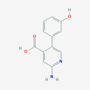 molecular formula C12H10N2O3 B6386472 2-Amino-5-(3-hydroxyphenyl)isonicotinic acid, 95% CAS No. 1261935-23-2