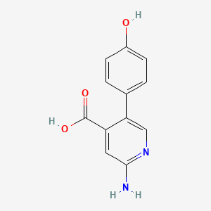molecular formula C12H10N2O3 B6386516 2-Amino-5-(4-hydroxyphenyl)isonicotinic acid, 95% CAS No. 1261996-82-0