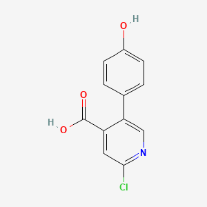 molecular formula C12H8ClNO3 B6386549 2-Chloro-5-(4-hydroxyphenyl)isonicotinic acid, 95% CAS No. 1258614-85-5