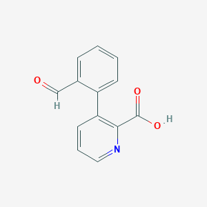 molecular formula C13H9NO3 B6386635 3-(2-Formylphenyl)picolinic acid, 95% CAS No. 1261945-26-9