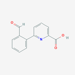 molecular formula C13H9NO3 B6386666 6-(2-Formylphenyl)picolinic acid, 95% CAS No. 566198-43-4