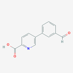 molecular formula C13H9NO3 B6386722 5-(3-Formylphenyl)picolinic acid, 95% CAS No. 566198-39-8