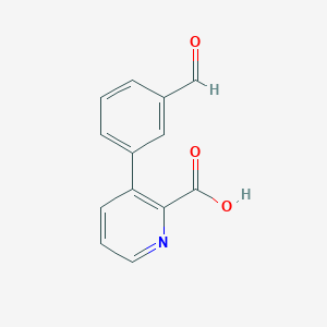 molecular formula C13H9NO3 B6386729 3-(3-Formylphenyl)picolinic acid, 95% CAS No. 1261945-43-0