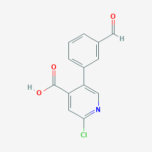 molecular formula C13H8ClNO3 B6386767 2-Chloro-5-(3-formylphenyl)isonicotinic acid, 95% CAS No. 1261905-64-9