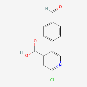molecular formula C13H8ClNO3 B6386792 2-Chloro-5-(4-formylphenyl)isonicotinic acid, 95% CAS No. 1261953-79-0