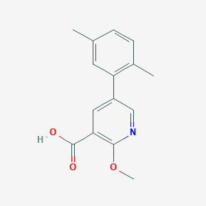 molecular formula C15H15NO3 B6386849 5-(2,5-Dimethylphenyl)-2-methoxynicotinic acid, 95% CAS No. 1261903-71-2