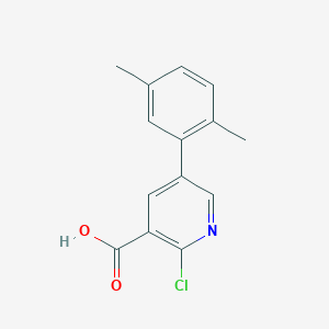 molecular formula C14H12ClNO2 B6386858 2-Chloro-5-(2,5-dimethylphenyl)nicotinic acid, 95% CAS No. 1261903-79-0