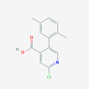 molecular formula C14H12ClNO2 B6386859 2-Chloro-5-(2,5-dimethylphenyl)isonicotinic acid, 95% CAS No. 1261967-31-0