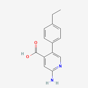 molecular formula C14H14N2O2 B6386885 2-Amino-5-(4-ethylphenyl)isonicotinic acid, 95% CAS No. 1261973-41-4