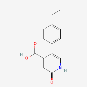 molecular formula C14H13NO3 B6386893 5-(4-Ethylphenyl)-2-hydroxyisonicotinic acid, 95% CAS No. 1261953-86-9