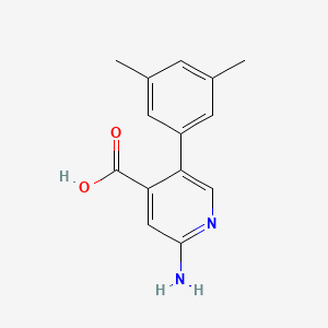 molecular formula C14H14N2O2 B6386971 2-Amino-5-(3,5-dimethylphenyl)pyridine-4-carboxylic acid CAS No. 1261926-21-9