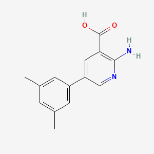 molecular formula C14H14N2O2 B6386973 2-Amino-5-(3,5-dimethylphenyl)nicotinic acid, 95% CAS No. 1261926-26-4