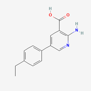 molecular formula C14H14N2O2 B6386979 2-Amino-5-(4-ethylphenyl)nicotinic acid, 95% CAS No. 1261903-82-5